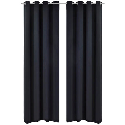 2 Pcs Blackout Curtains With Metal Rings