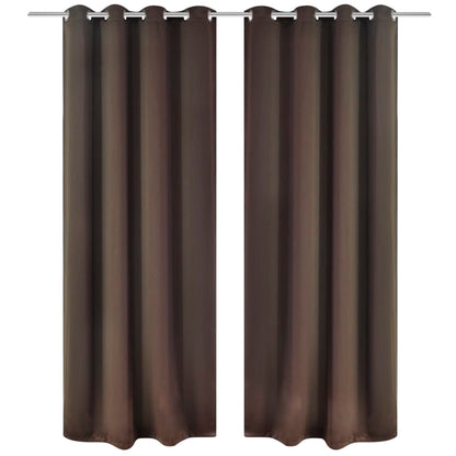 2 Pcs Blackout Curtains With Metal Rings