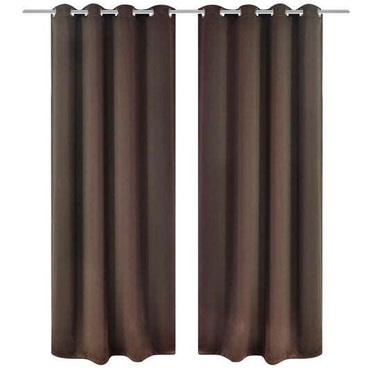 2 Pcs Blackout Curtains With Metal Rings
