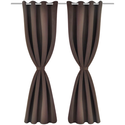 2 Pcs Blackout Curtains With Metal Rings