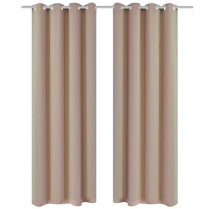 2 Pcs Blackout Curtains With Metal Rings