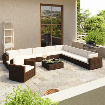 12 Piece Garden Lounge Set With Cushions Poly Rattan