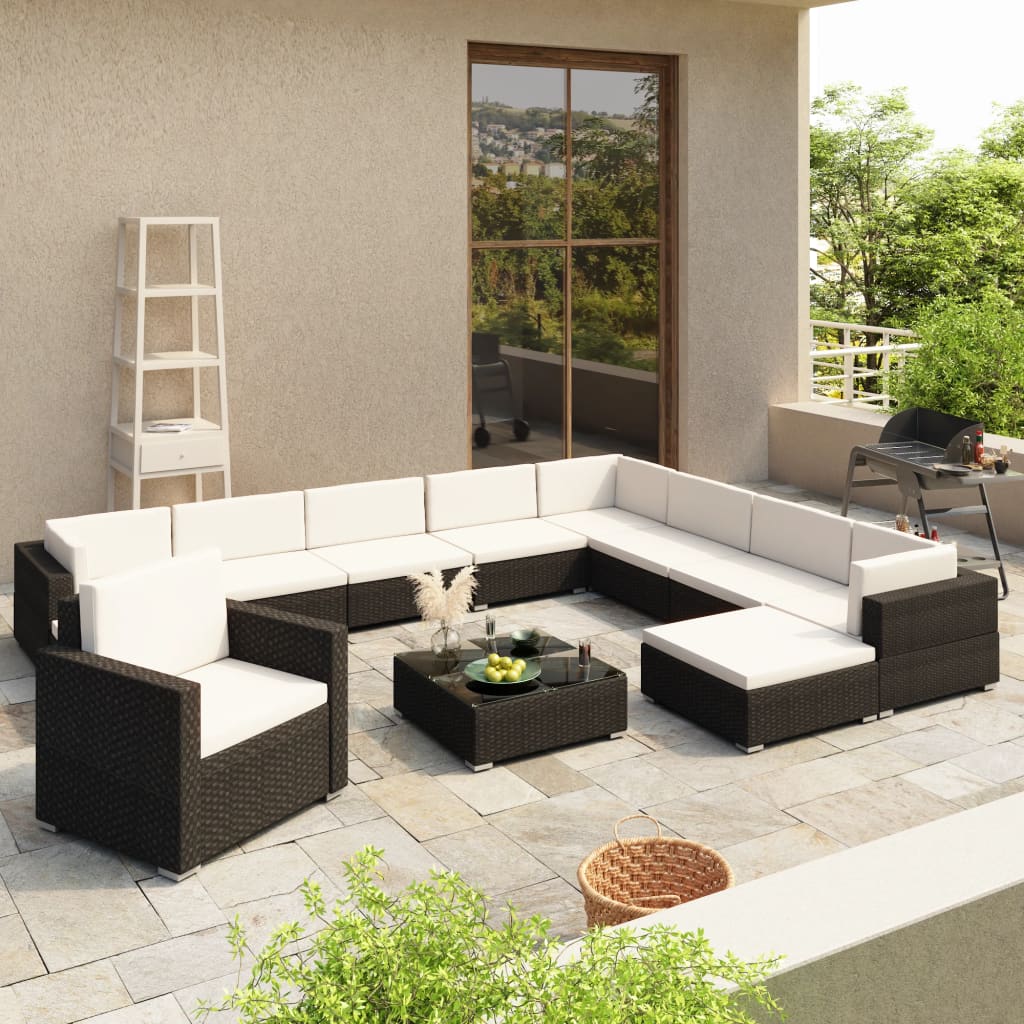 12 Piece Garden Lounge Set With Cushions Poly Rattan