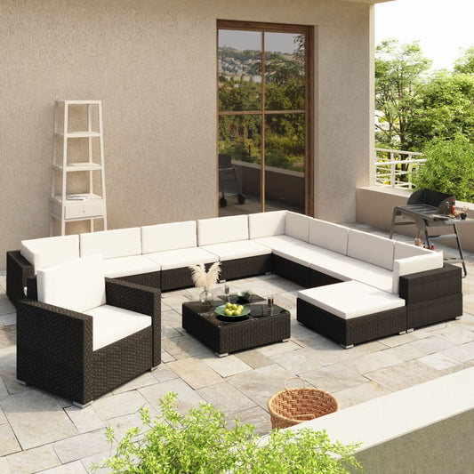 12 Piece Garden Lounge Set With Cushions Poly Rattan