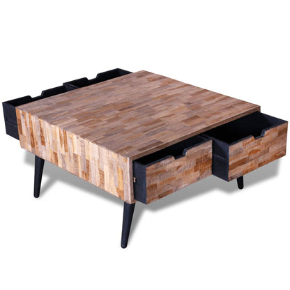 Coffee Table With 4 Drawers Reclaimed Teak Wood