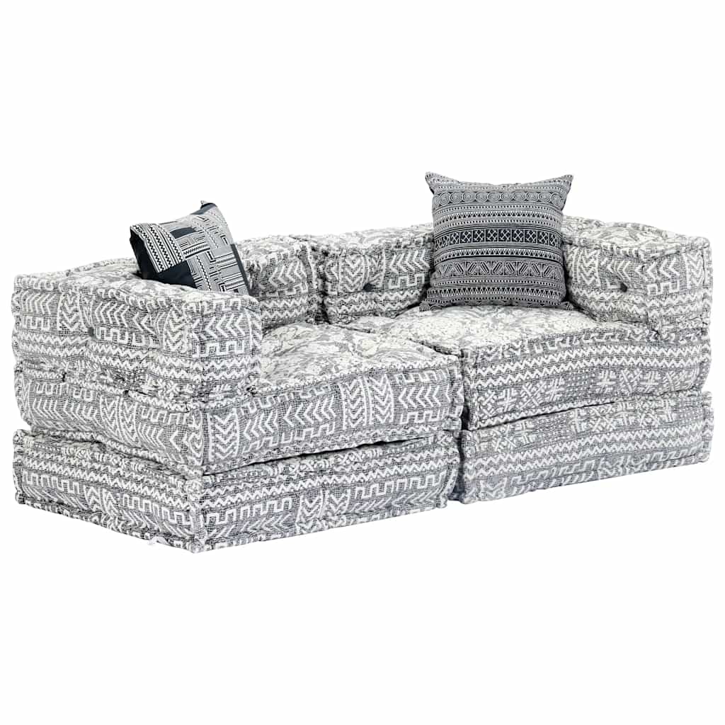2-Seater Modular Pouffe Fabric