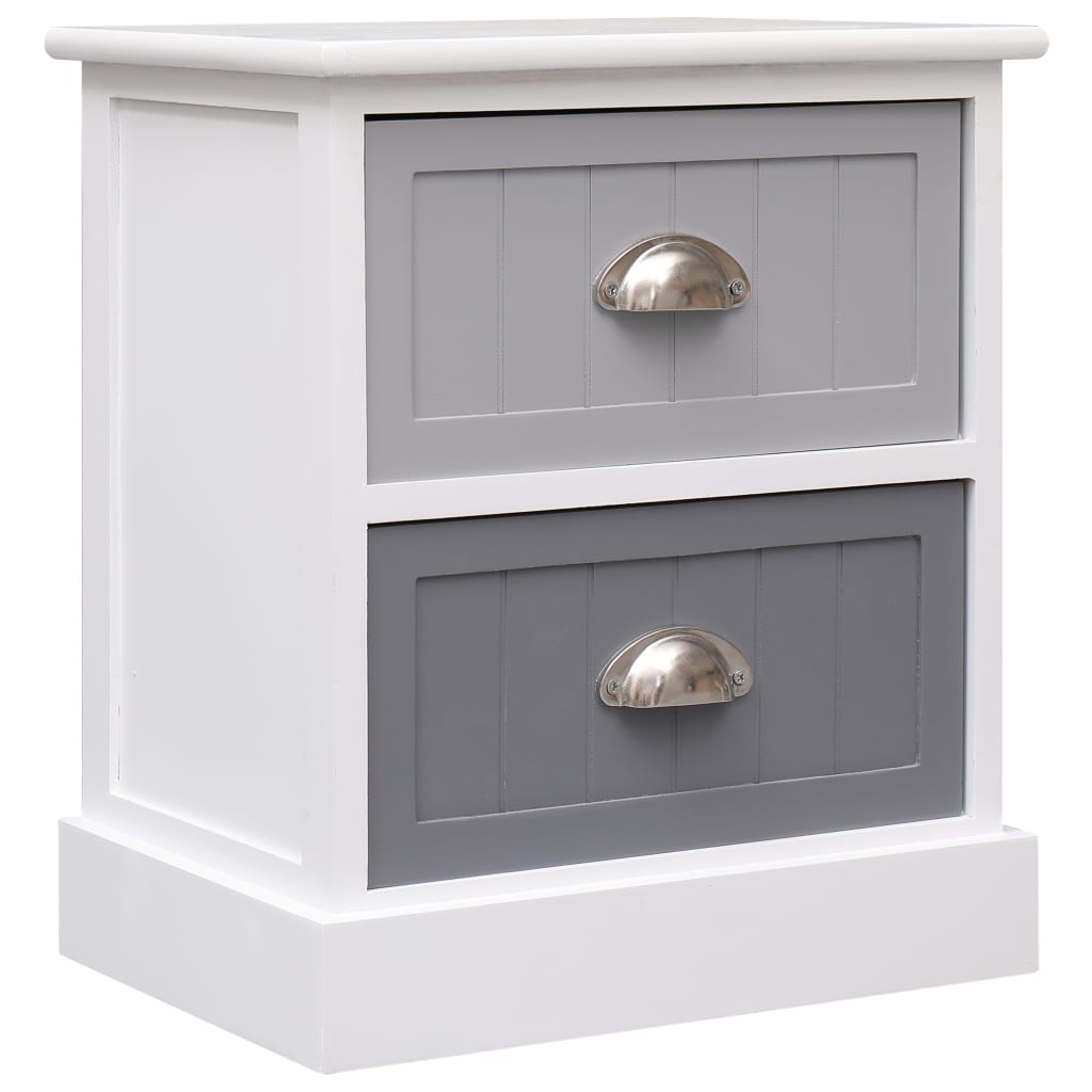 Nightstands 2 Pcs White And Natural 38X28X45 Cm Paulownia Wood
