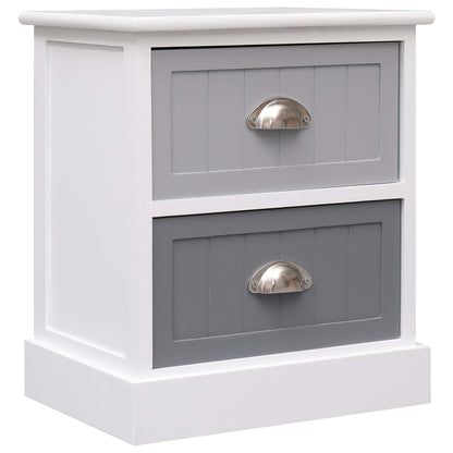 Nightstands 2 Pcs White And Natural 38X28X45 Cm Paulownia Wood