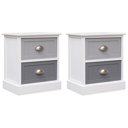 Nightstands 2 Pcs White And Natural 38X28X45 Cm Paulownia Wood