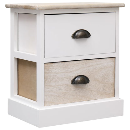Nightstands 2 Pcs White And Natural 38X28X45 Cm Paulownia Wood
