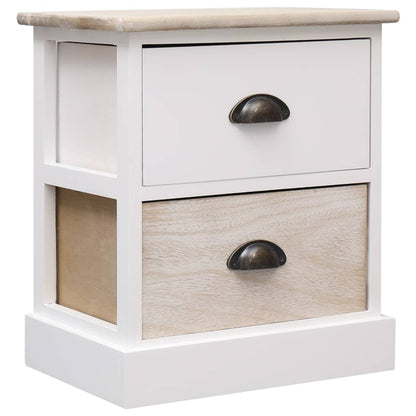 Nightstands 2 Pcs White And Natural 38X28X45 Cm Paulownia Wood