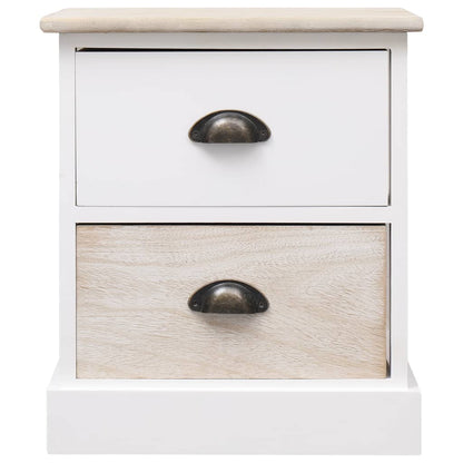 Nightstands 2 Pcs White And Natural 38X28X45 Cm Paulownia Wood