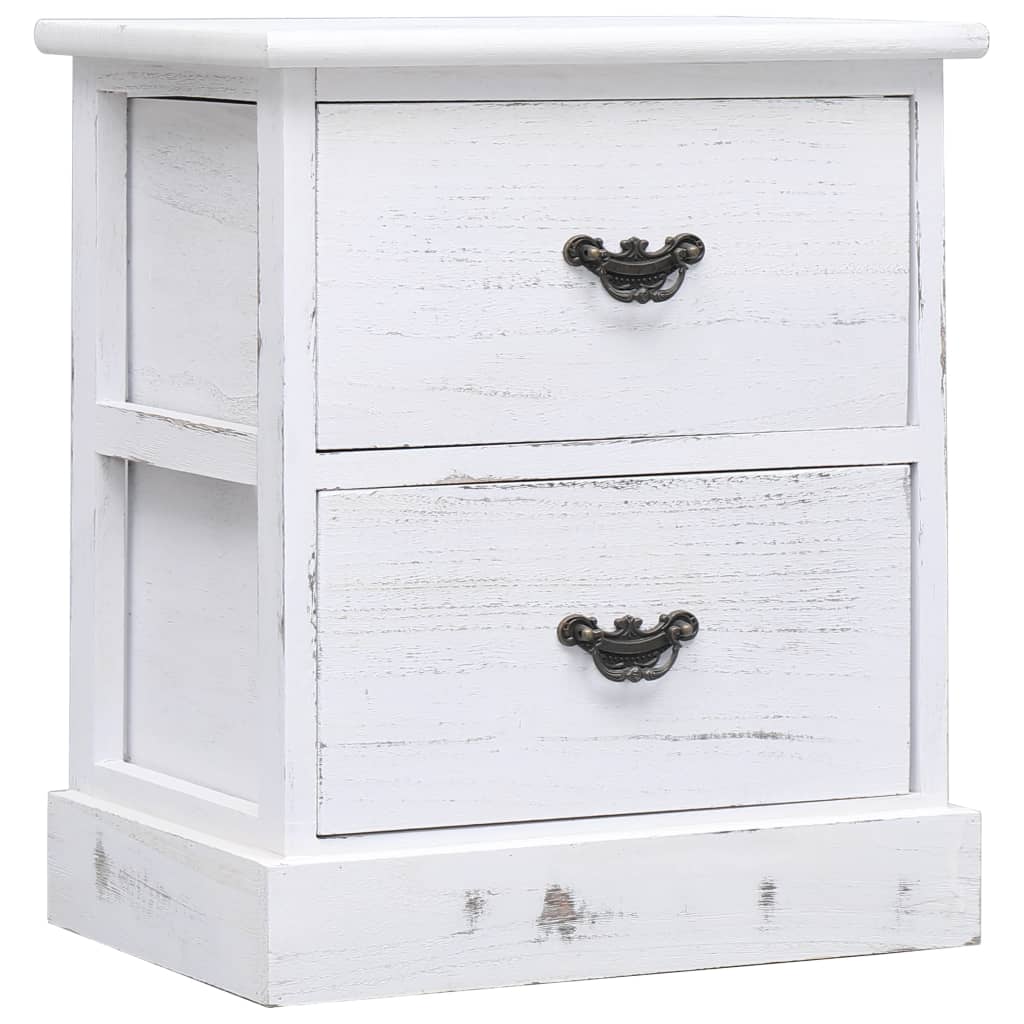 Nightstands 2 Pcs White And Natural 38X28X45 Cm Paulownia Wood