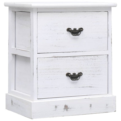 Nightstands 2 Pcs White And Natural 38X28X45 Cm Paulownia Wood