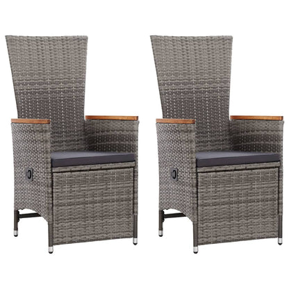 Reclining Garden Chairs With Cushions 2 Pcs Grey Poly Rattan