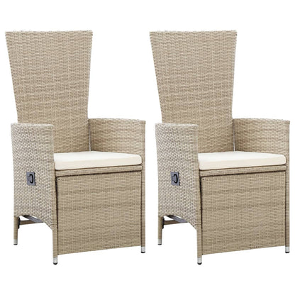 Reclining Garden Chairs With Cushions 2 Pcs Grey Poly Rattan