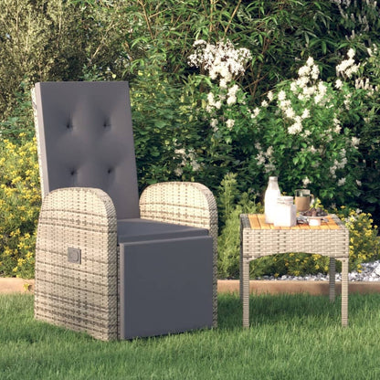 Reclining Garden Chairs With Cushions 2 Pcs Grey Poly Rattan