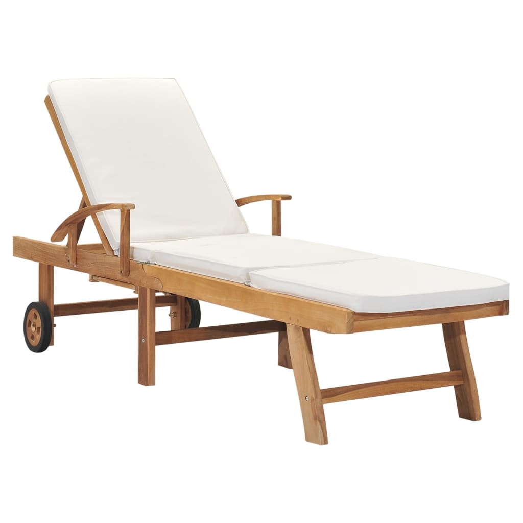 Sun Loungers With Cushions 2 Pcs Solid Teak Wood