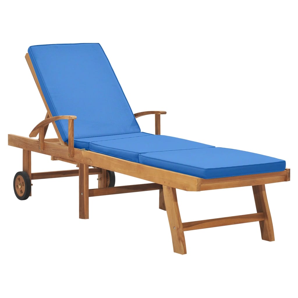Sun Loungers With Cushions 2 Pcs Solid Teak Wood