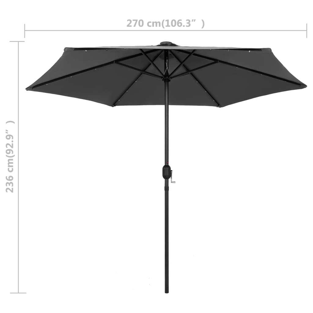 Garden Parasol With Led Lights&Aluminium Pole 270 Cm