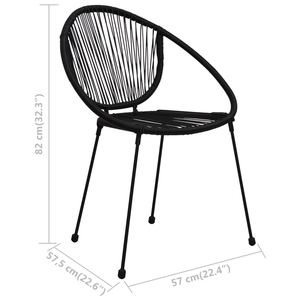 Garden Chairs 2 Pcs Pvc Rattan Black