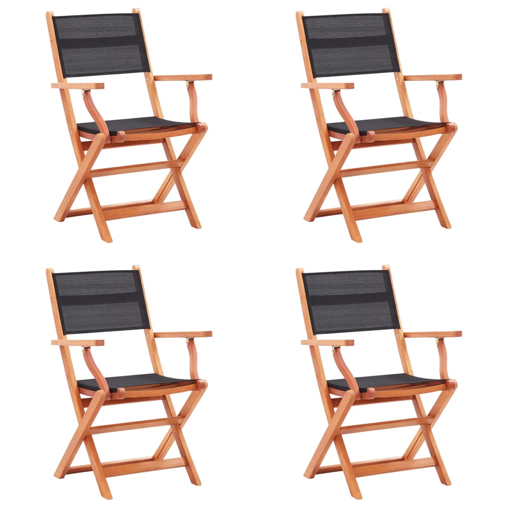 Folding Garden Chairs 4 Pcs Solid Eucalyptus Wood And Textilene