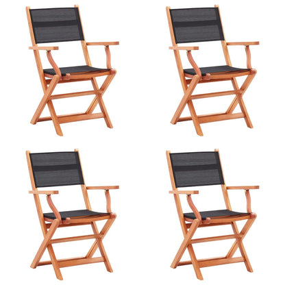Folding Garden Chairs 4 Pcs Solid Eucalyptus Wood And Textilene
