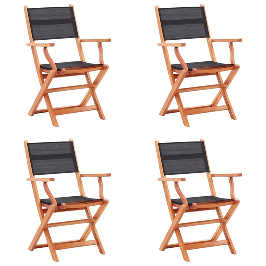 Folding Garden Chairs 4 Pcs Solid Eucalyptus Wood And Textilene