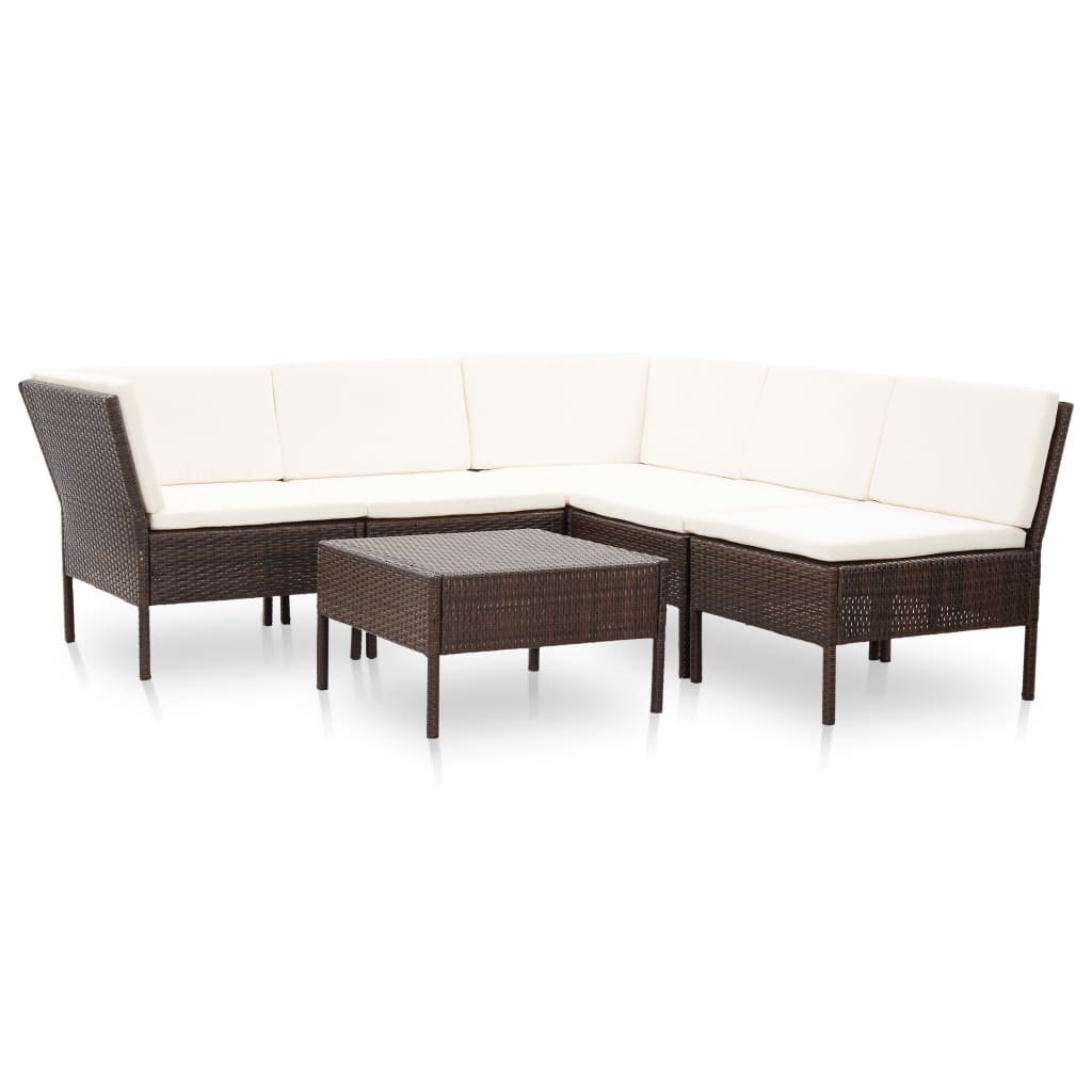 6 Piece Garden Lounge Set With Cushions Poly Rattan