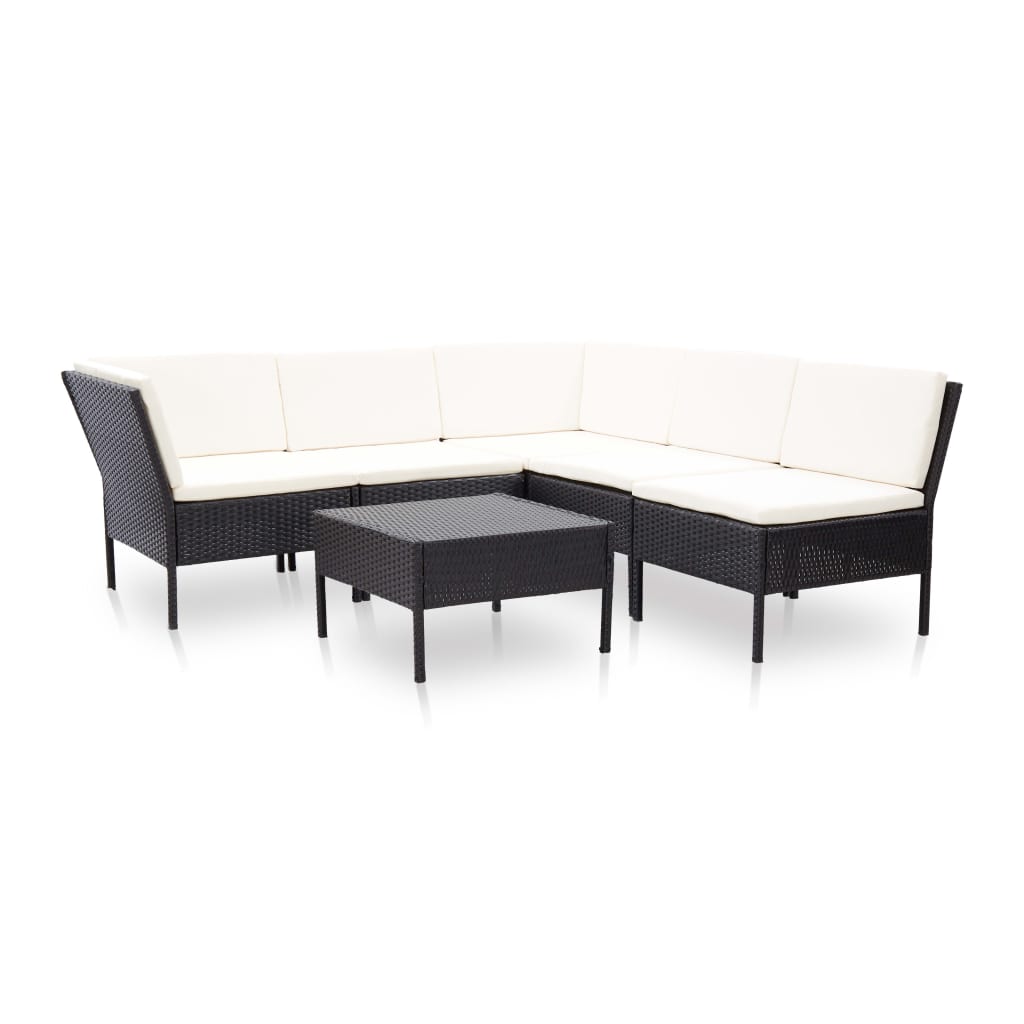 6 Piece Garden Lounge Set With Cushions Poly Rattan