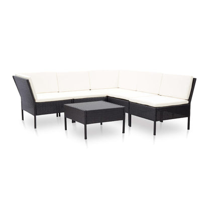 6 Piece Garden Lounge Set With Cushions Poly Rattan