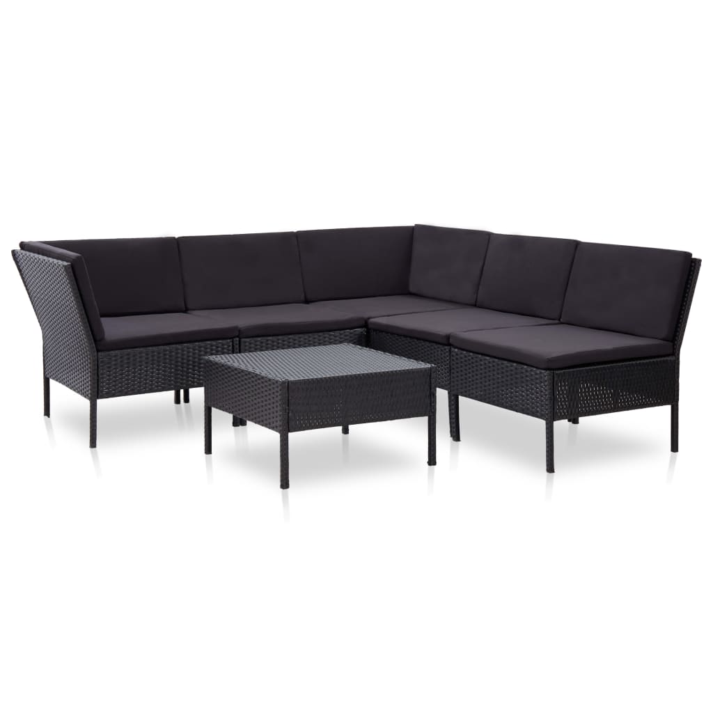 6 Piece Garden Lounge Set With Cushions Poly Rattan