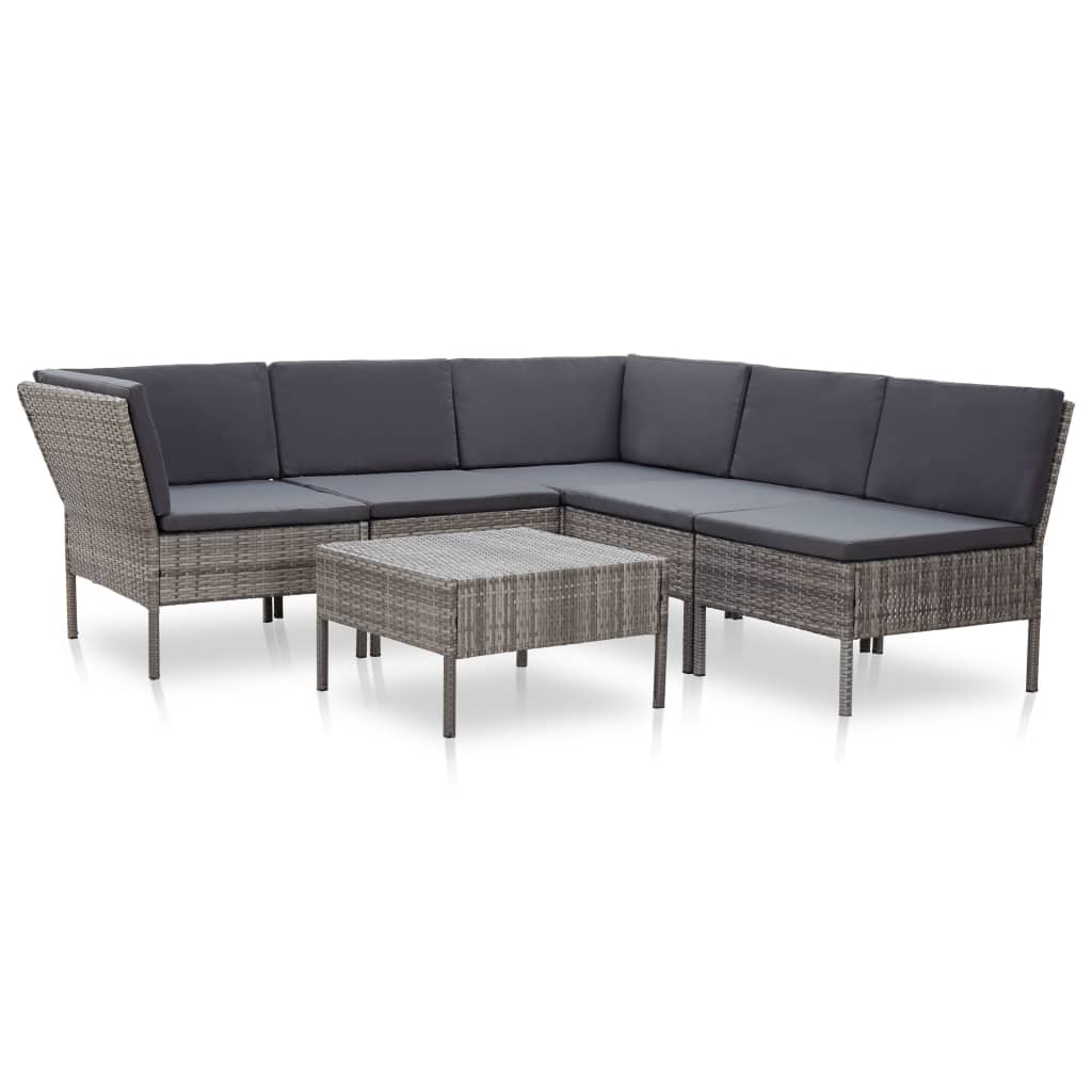 6 Piece Garden Lounge Set With Cushions Poly Rattan