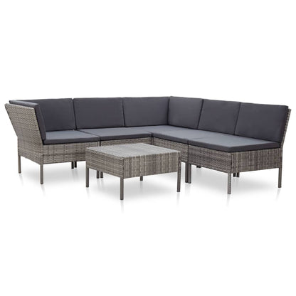 6 Piece Garden Lounge Set With Cushions Poly Rattan