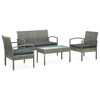 4 Piece Garden Lounge Set With Cushions Poly Rattan