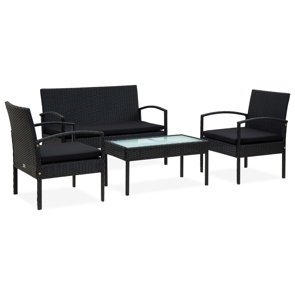 4 Piece Garden Lounge Set With Cushions Poly Rattan