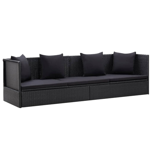 Garden Bed With Cushion And Pillow Poly Rattan