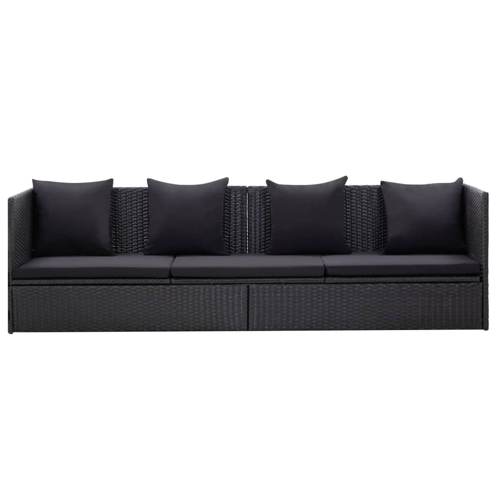 Garden Bed With Cushion And Pillow Poly Rattan
