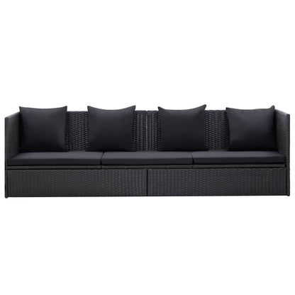 Garden Bed With Cushion And Pillow Poly Rattan