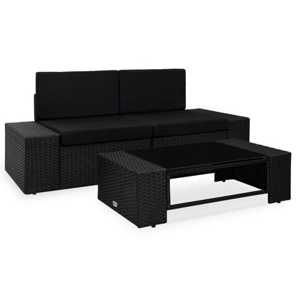 Sectional Sofa 2-Seater Poly Rattan