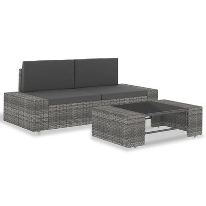 Sectional Sofa 2-Seater Poly Rattan