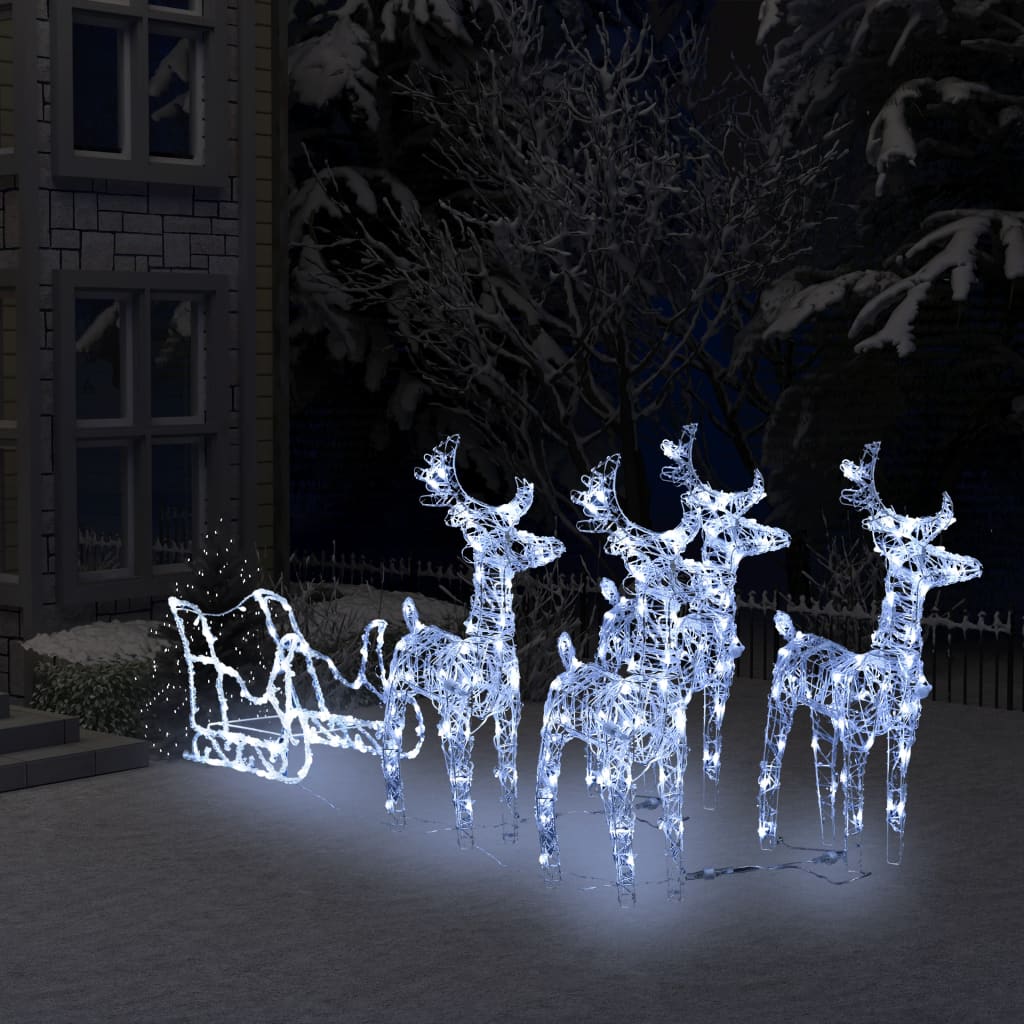 Reindeers & Sleigh Christmas Decoration 280X28X55 Cm Acrylic