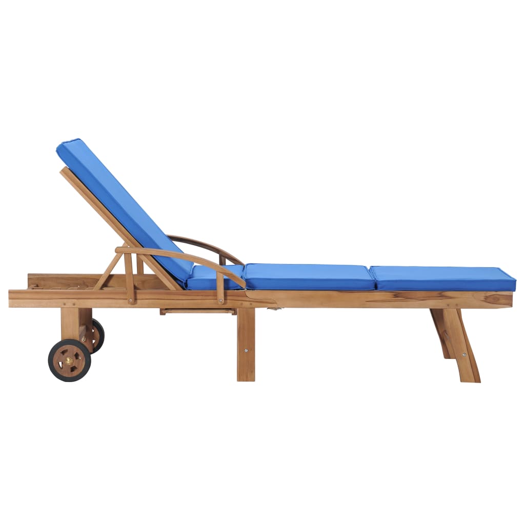 Sun Loungers With Cushions 2 Pcs Solid Teak Wood