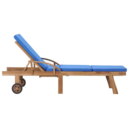 Sun Loungers With Cushions 2 Pcs Solid Teak Wood