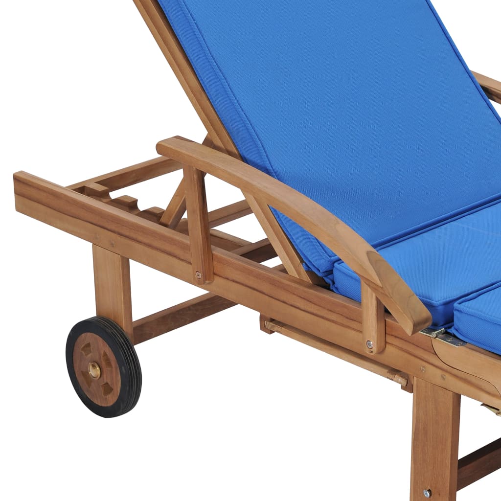 Sun Loungers With Cushions 2 Pcs Solid Teak Wood