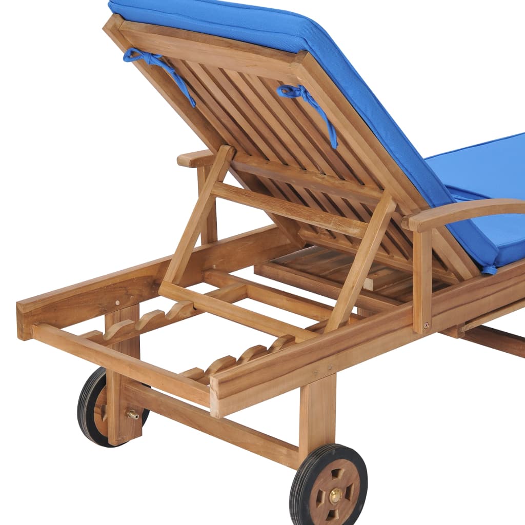 Sun Loungers With Cushions 2 Pcs Solid Teak Wood