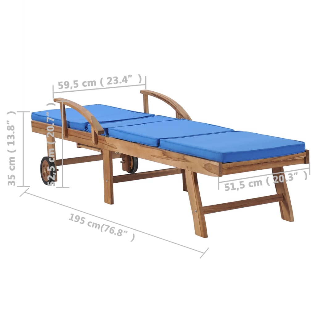 Sun Loungers With Cushions 2 Pcs Solid Teak Wood