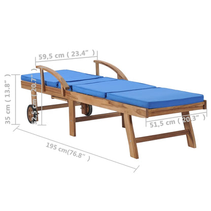 Sun Loungers With Cushions 2 Pcs Solid Teak Wood