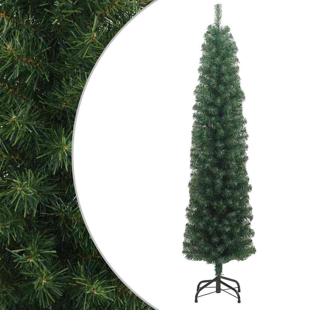 Slim Artificial Pre-Lit Christmas Tree With Ball Set Green