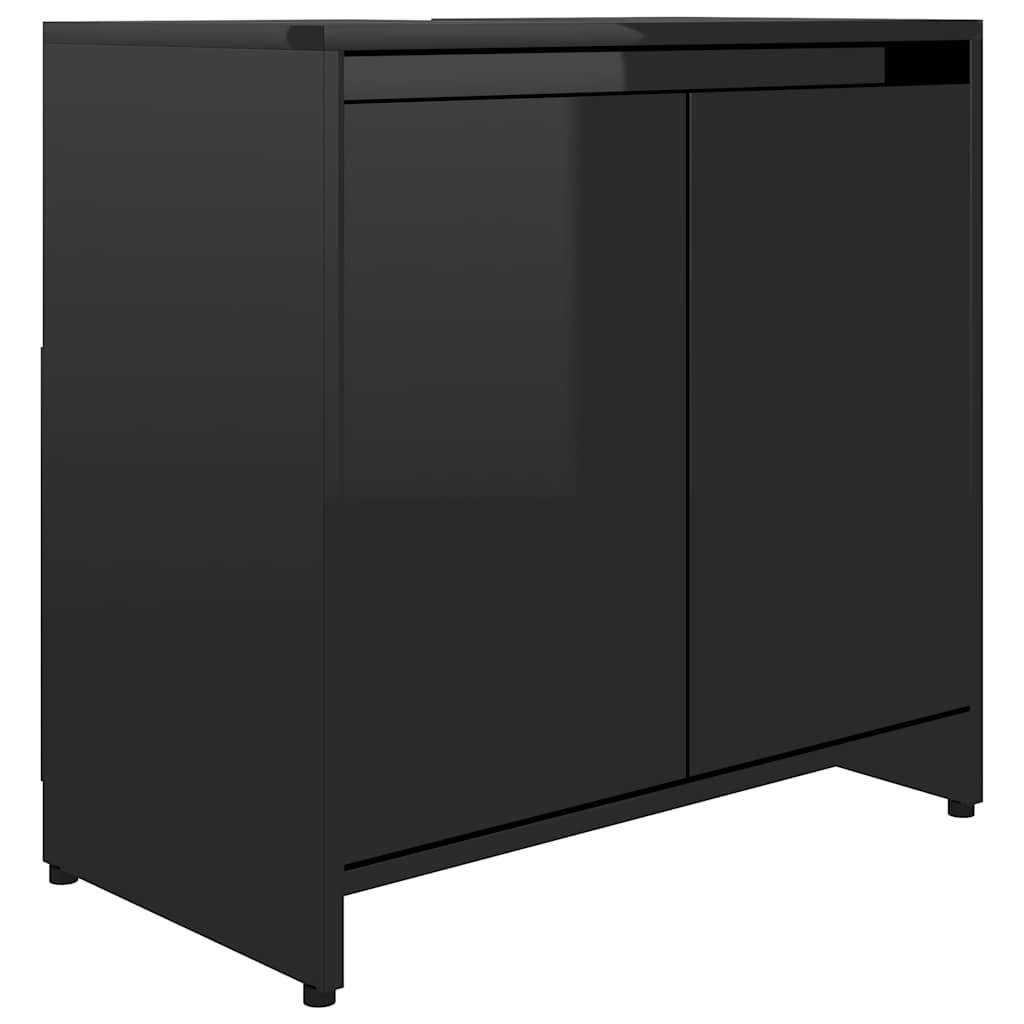 Bathroom Cabinet High Gloss Black 60X33X61 Cm Engineered Wood